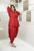 Designer Maroon Women Dhoti Set , Side View